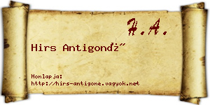 Hirs Antigoné névjegykártya